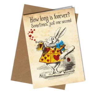 Just one second romantic greeting card with bunny for couples