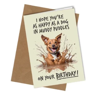 Happy dog greeting card for friends and family