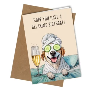 Dog Relaxing Funny Birthday Card / Friend, Mum, Sister greeting card