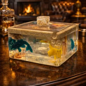 Luxury ocean inspired storage container with seashells and dolphin