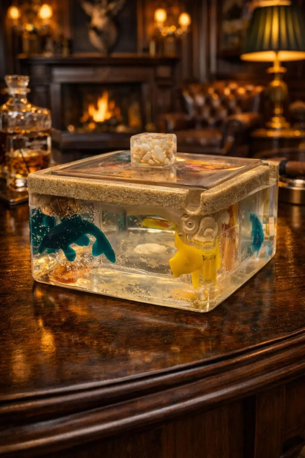 Luxury ocean inspired storage container with seashells and dolphin