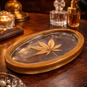 Luxury Oval Resin Tray with Preserved Leaf – Handmade Statement Décor | Giftology UK