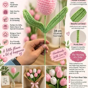 Hand crafted high quality crochet tulip 34 cm