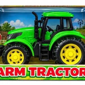 Farm tractor toy friction powered with engine sound and flashing lights