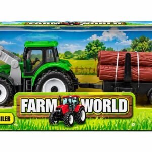Farm world tractor and log set pull back action